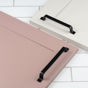 Matt Black Cupboard Handle 160mm Strap Design Kitchen Cabinet Door Drawer Pull Bedroom Bathroom