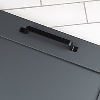 Matt Black Cupboard Handles Strap Design Kitchen Cabinet Door Drawer Pull Bedroom Bathroom Wardrobe Furniture Replacement 128mm