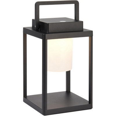Matt Black & Diffused Dimmable Lamp - USB Chargeable LED Lantern - IP44 Outdoor Table Light