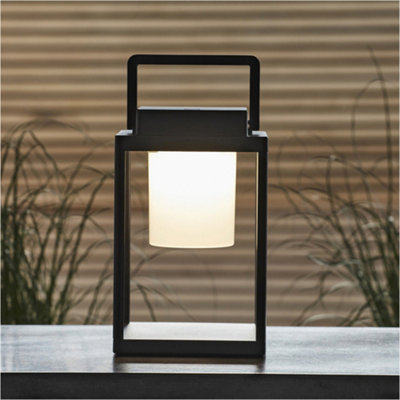 Matt Black & Diffused Dimmable Lamp - USB Chargeable LED Lantern - IP44 ...