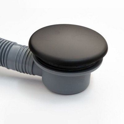 Matt Black Easy Clean Bath Click Clack Waste Overflow Brass Internals Heavy Duty