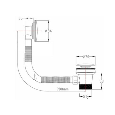 Matt Black Easy Clean Bath Click Clack Waste Overflow Brass Internals Heavy Duty