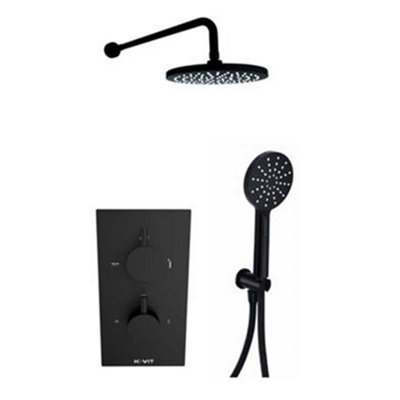 Matt Black Finish Thermostatic Concealed Mixer Shower Separate Hand