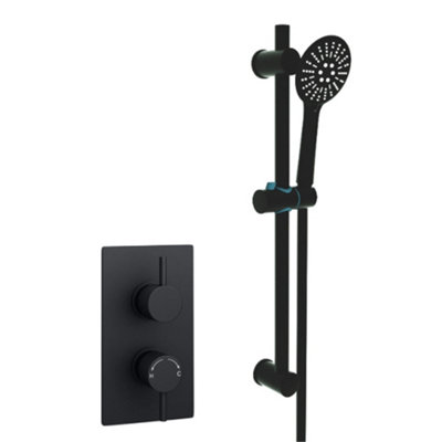 Matt Black Finish Thermostatic Concealed Mixer Shower With Adjustable Slide Rail Kit (Sea) 1