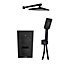 Matt Black Finish Thermostatic Concealed Mixer Shower (With Diverter) Hand Shower & Fixed Overhead Drencher (Sea) - 2 Shower Heads