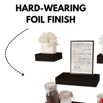 Matt Black Floating Wall Shelves - 4-Piece Hudson Narrow Set for Display and Storage