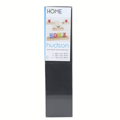 Matt Black Floating Wall Shelves - 4-Piece Hudson Narrow Set for Display and Storage