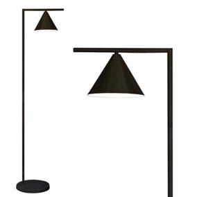 Matt Black Floor Lamp, Rotatable Shade, Black Marble Base, LED compatible