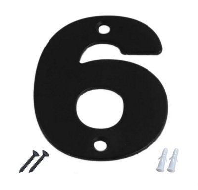 Matt Black Front Door Number 6 75mm 3 Inch Modern House Numeral Sign ...