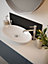 Matt Black Glass Bathroom Self Adhesive Splashback 250mm x 600mm x 4mm