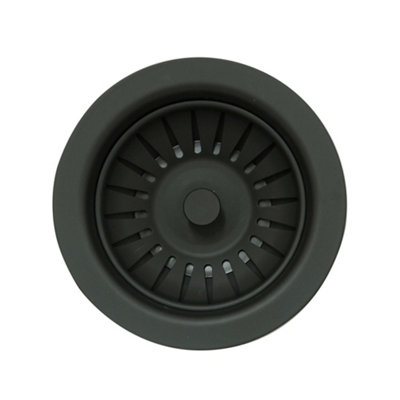 Matt Black Kitchen Sink Basket Strainer Waste & Plug No Overflow