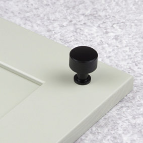 Matt Black Knurled Textured Cabinet Knob 29mm Diameter