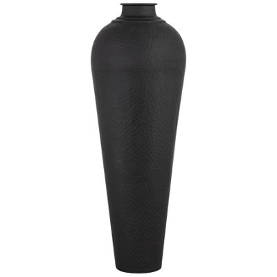 Matt  Black  Large  Hammered  Vase  With  Lid