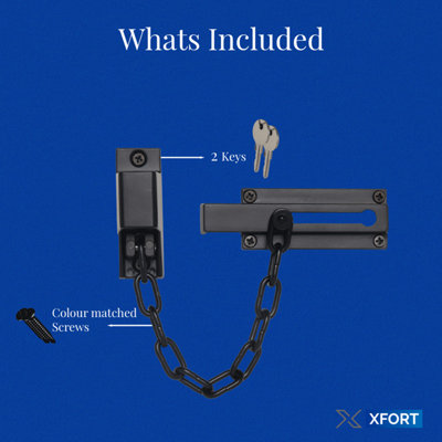 Matt Black Locking Door Chain, Front Door Security Chain