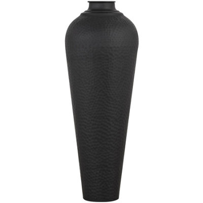 Matt  Black  Medium  Hammered  Vase  With  Lid