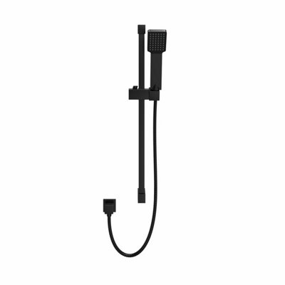 Matt Black Modern Bathroom Square Head Shower Handset Riser Rail Kit