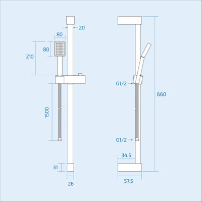 Matt Black Rainfall Shower with Thermostatic Control and Hand Held Kit - 9
