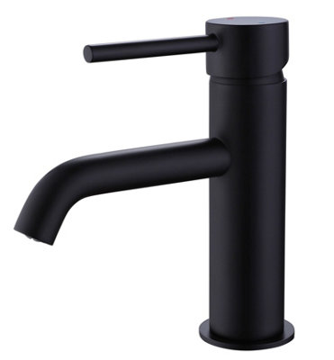 Matt Black Round Cloakroom Basin Mixer Tap Sink Mono Bathroom +  