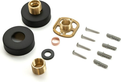 Matt Black Round Shower Mounting Kit, Bar Valve Fast Fix Brackets with ...