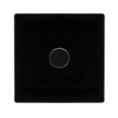 Matt Black Screwless Plate 1 Gang 2 Way LED 100W Trailing Edge Dimmer Light Switch - SE Home