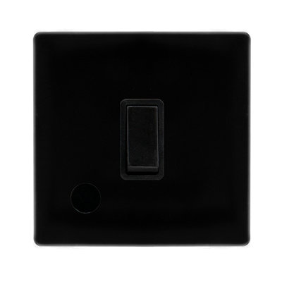Matt Black Screwless Plate 1 Gang 20A   DP Switch With Flex - Black Trim - SE Home