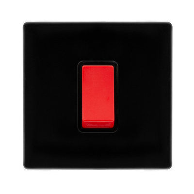 Matt Black Screwless Plate 1 Gang   Size 45A Switch - Black Trim - SE Home