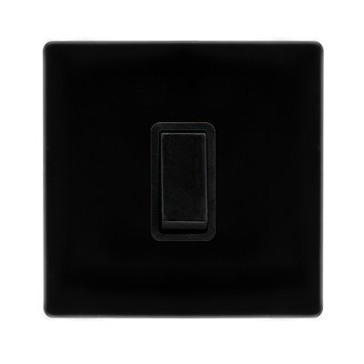 Matt Black Screwless Plate 10A 1 Gang Intermediate   Light Switch - Black Trim - SE Home