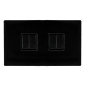 Matt Black Screwless Plate 10A 4 Gang 2 Way   Light Switch - Black Trim - SE Home