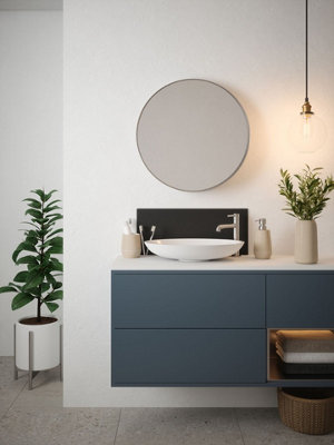 Matt Black - Self Adhesive - Toughened Glass Bathroom Splashback 250mm x 500mm x 4mm
