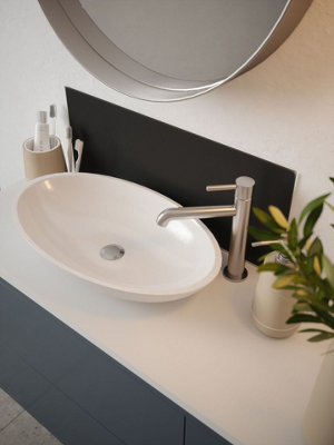 Matt Black - Self Adhesive - Toughened Glass Bathroom Splashback 250mm x 500mm x 4mm
