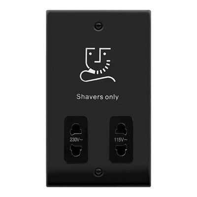 Matt Black Shaver Socket 115v/230v - Black Trim - SE Home