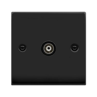 Matt Black Single Isolated Coaxial Socket - Black Trim - SE Home