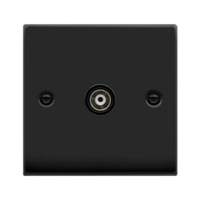 Matt Black Single Isolated Coaxial Socket - Black Trim - SE Home