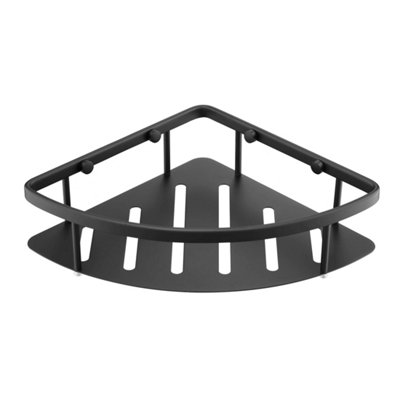 Matt Black Single Shower Corner Caddy Basket DIY at B&Q