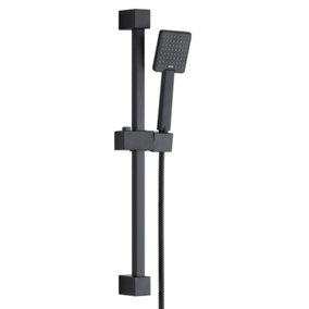 Matt Black Square Shower Slider Rail Riser Kit Adjustable