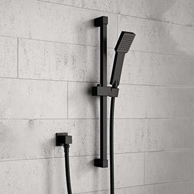 Matt Black Square Slide Rail Shower Kit