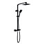 Matt Black Square Thermostatic Overhead Shower Kit with Z Waterfall Basin Tap, Waterfall Bath Filler, and Pop Up Bath Waste