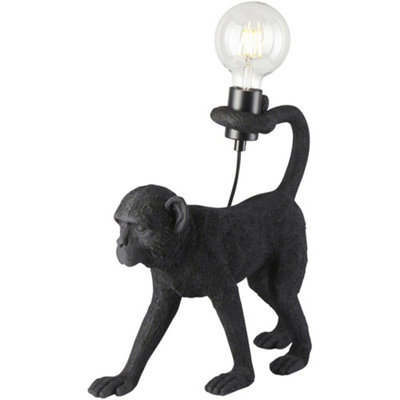 Matt Black Table Lamp - 375mm Tall Light - 10W LED E27