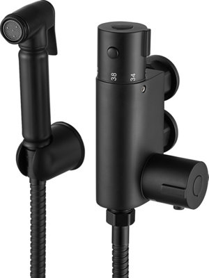 Matt Black Thermostatic Bidet Douche Spray Kit, Complete Wall-Mount Set ...