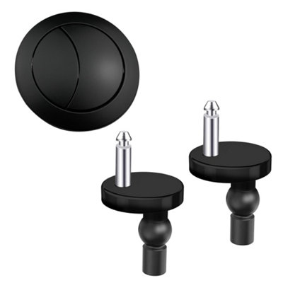 Matt Black Toilet Seat Hinges & Dual Flush Button for Close Coupled Toilets