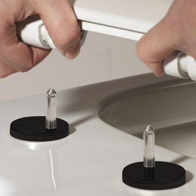 Matt Black Toilet Seat Hinges & Dual Flush Button for Close Coupled Toilets