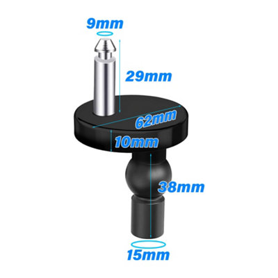 Matt Black Top Fix Toilet Seat Hinges Adjustable (Pair) - 3