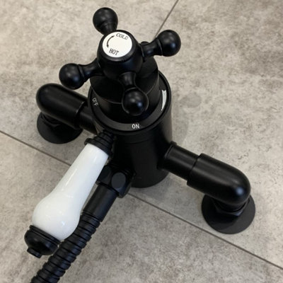 Matt Black Traditional Thermostatic Dual Control Shower Mixer Valve ...