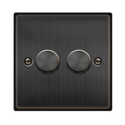 Matt Bronze 2 Gang 2 Way LED 100W Trailing Edge Dimmer Light Switch ...