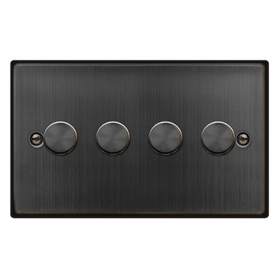 Matt Bronze 4 Gang 2 Way LED 100W Trailing Edge Dimmer Light Switch ...