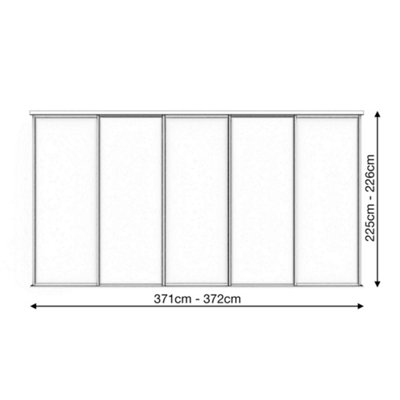 Matt Dark Grey 5-Door Sliding Wardrobe Door Kit, Silver Frame & Tracks ...