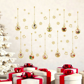 Matt Gold Christmas Ornaments Wall Stickers Living room DIY Home Decorations