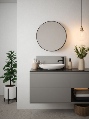 Matt Grey - Self Adhesive - Toughened Glass Bathroom Splashback 250mm x 500mm x 4mm