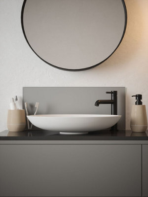 Matt Grey - Self Adhesive - Toughened Glass Bathroom Splashback 250mm x 500mm x 4mm