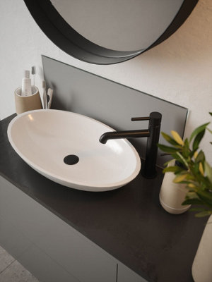 Matt Grey - Self Adhesive - Toughened Glass Bathroom Splashback 250mm x 500mm x 4mm